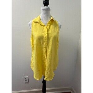 Boston Proper Womens S Yellow Button-Up Button Front Shirt Sleeve Size Women